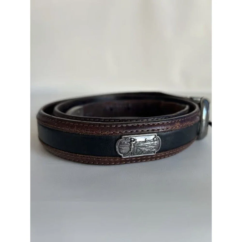 Brighton Onyx Golf Belt Mens Leather Golfer Concho Brown Black Size 38 12000